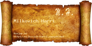 Milkovich Harri névjegykártya